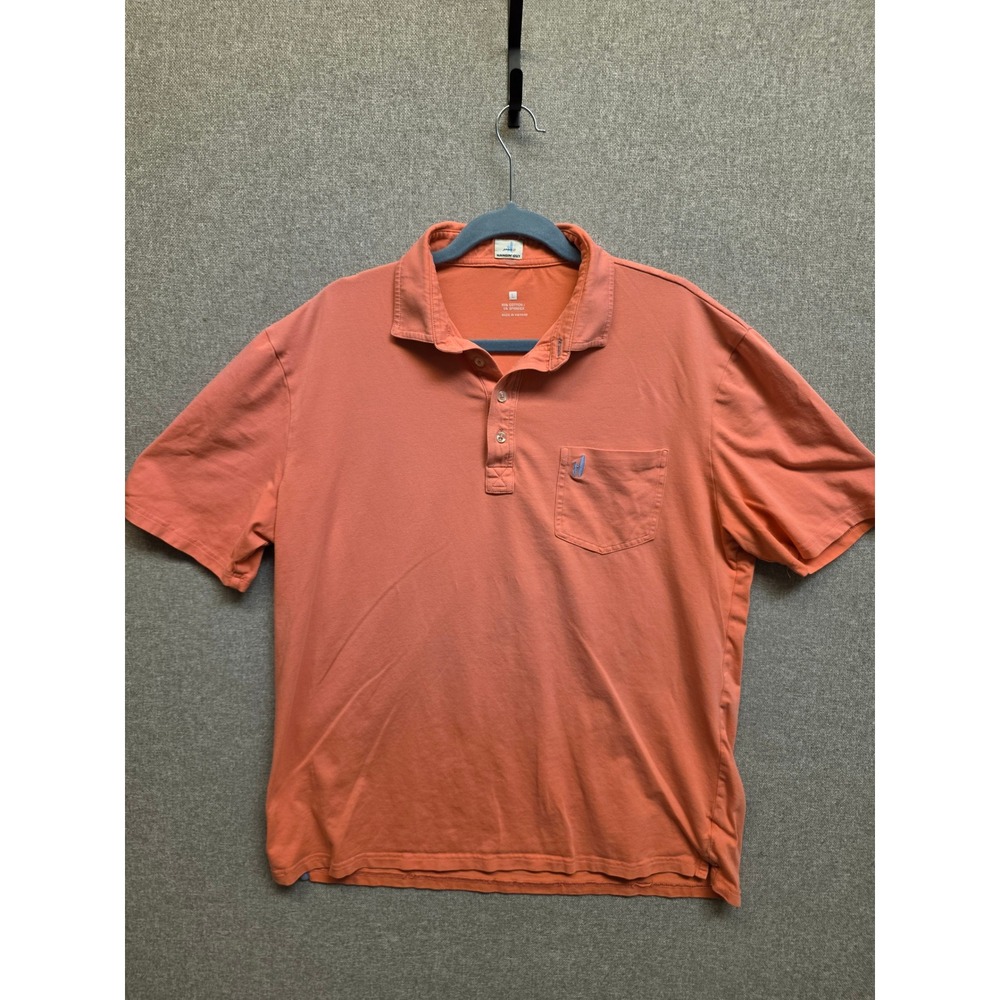 Johnnie-O Hangin Out Mens Large Coral Orange Short Sleeve Pocket Polo Shirt L